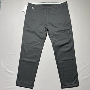 Lacoste Sport Pants Mens 40‎ Black Straight Leg Golf Dress Chino Polyester Logo